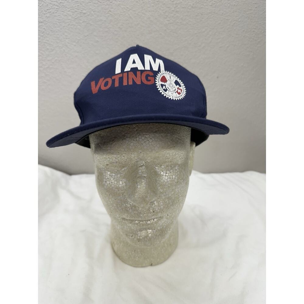 Unionmade Snapback Hat Blue I Am Voting Union Worker Mechanics and Aerospace VTG